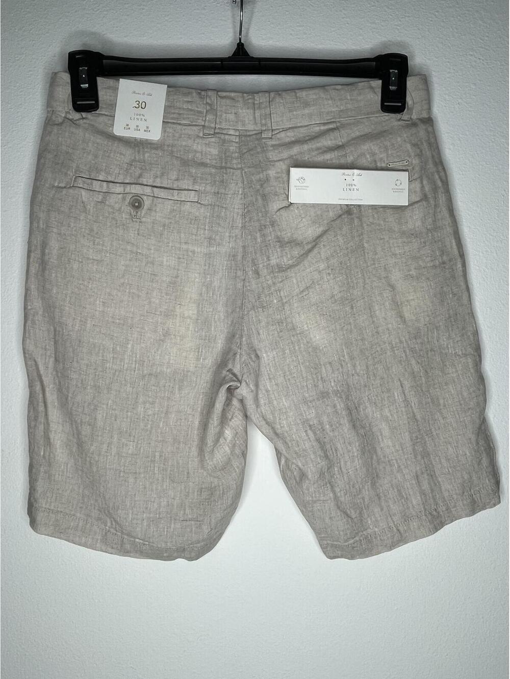 NWT Porter & Ash Men's Khaki/100% Linen Shorts Size 30 - Picture 6 of 10